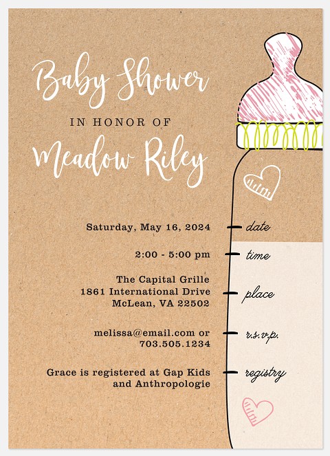 Baby Bottle Baby Shower Invitations