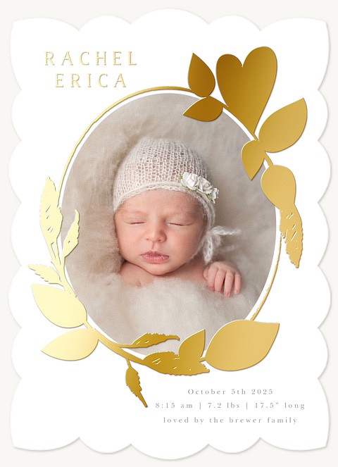 Golden Laurels Girl Baby Announcements