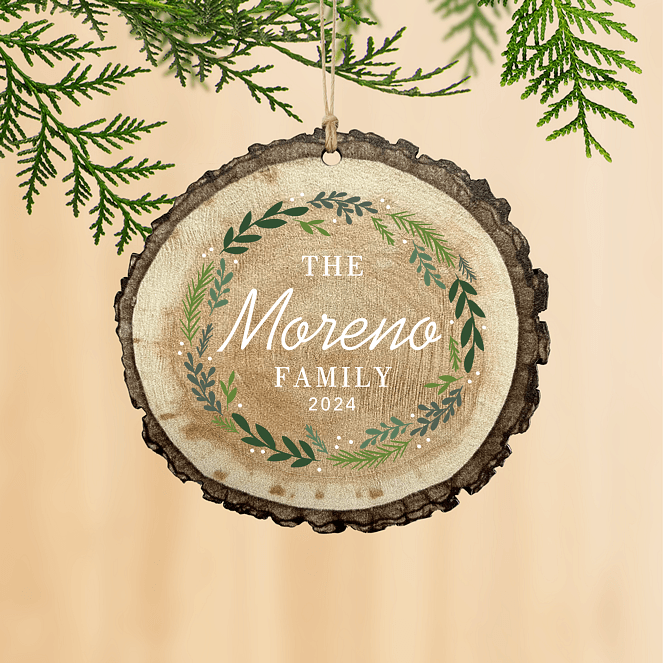 Botanical Wreath Personalized Ornaments