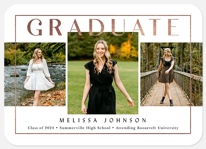 Rose Gold Trio Graduation Cards